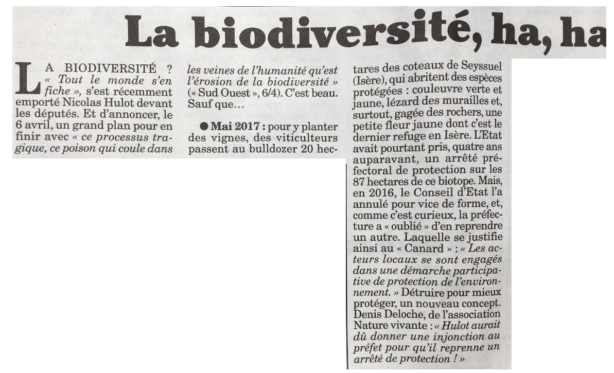 Article sur la biodiversité à Seyssuel